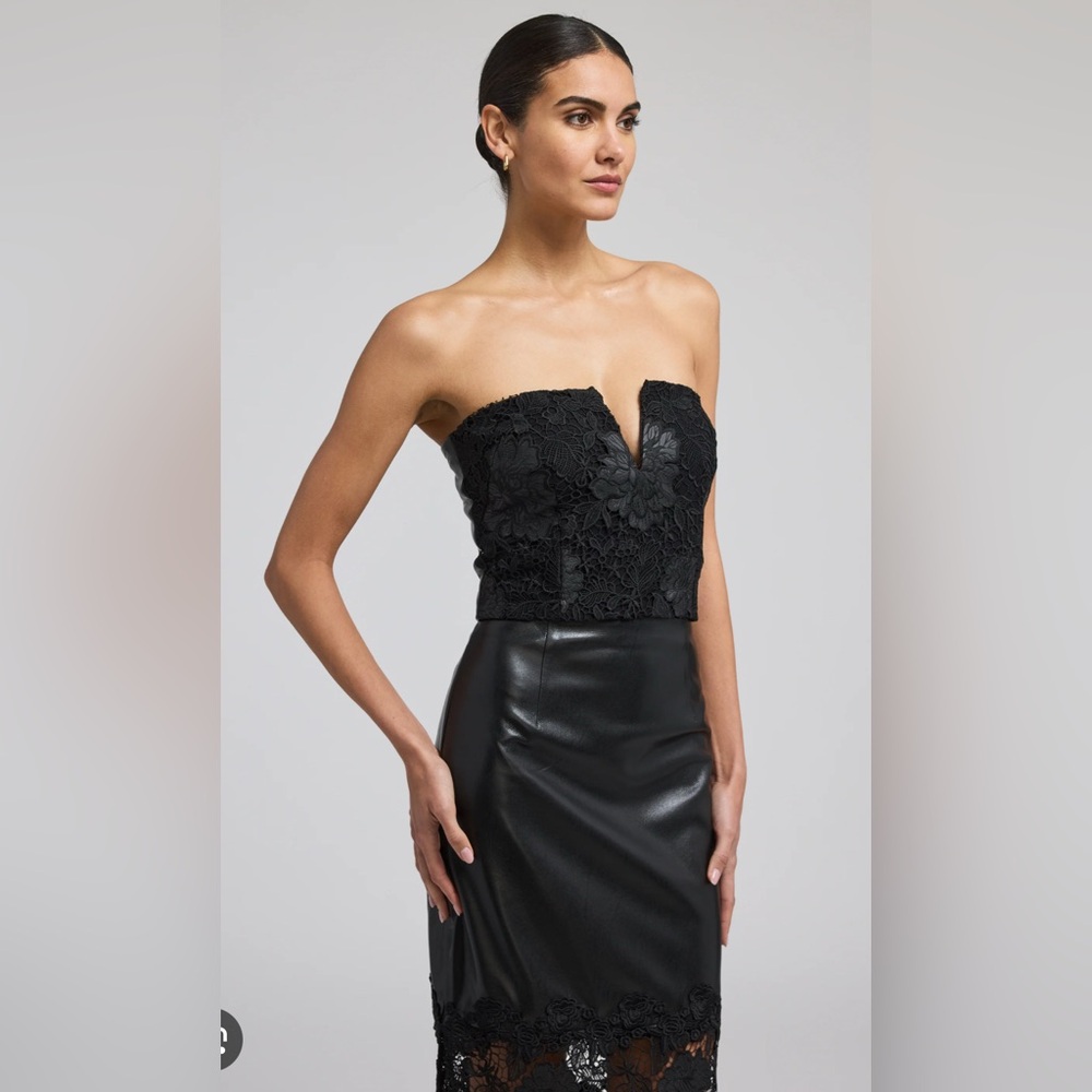 Generation Love CHANTIRA VEGAN LEATHER GUIPURE COMBO SKIRT